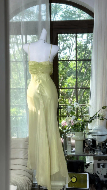 Niulatu Halter Sheath Chiffon Beaded Formal Dresses, Light Green Long Prom Dresses HZ1026